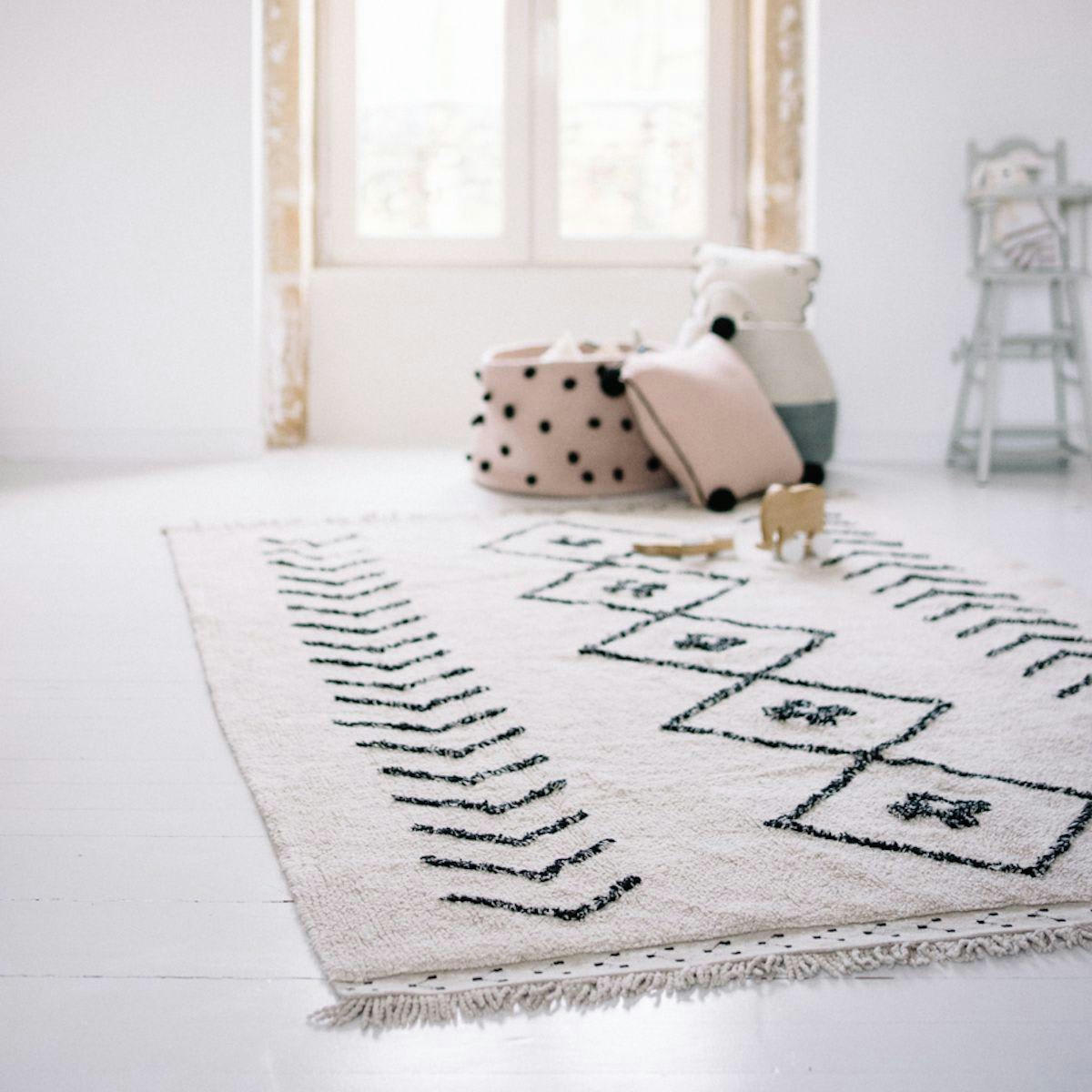 BEREBER CLASSICS - Tapis ethnique design en coton beige 120x170