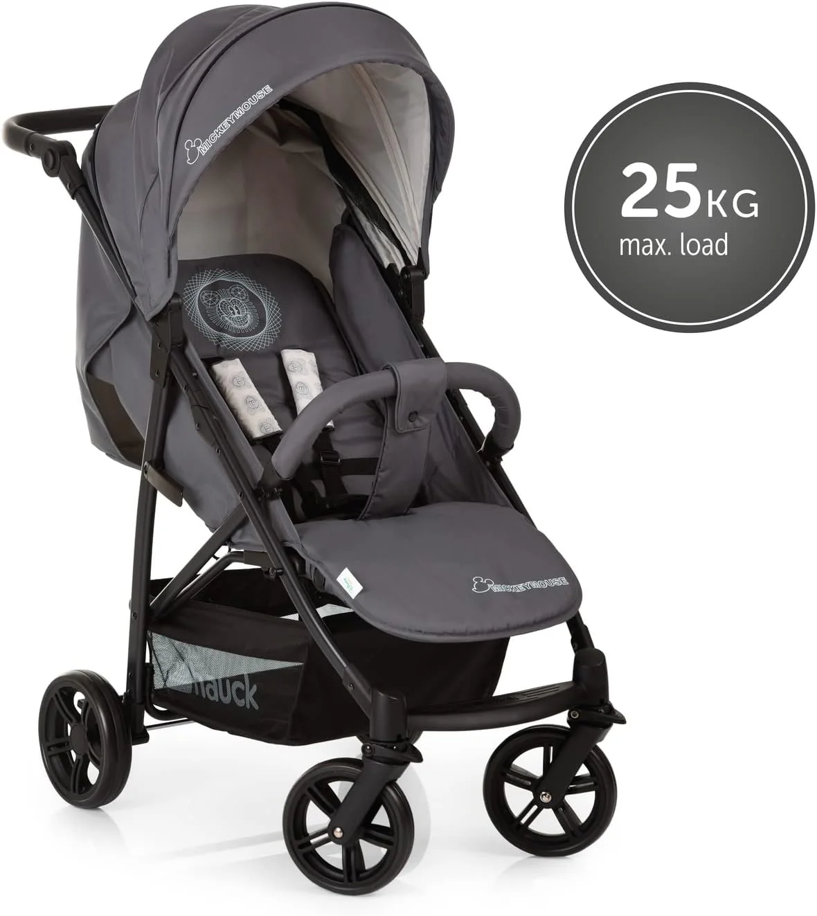 4X Carrito Bebe, desde el Nacimiento hasta 25 kg, Silla de Paseo Ligera, Silla Bebe, Reclinable, Plegable, Compacta, Mickey Mouse Gris