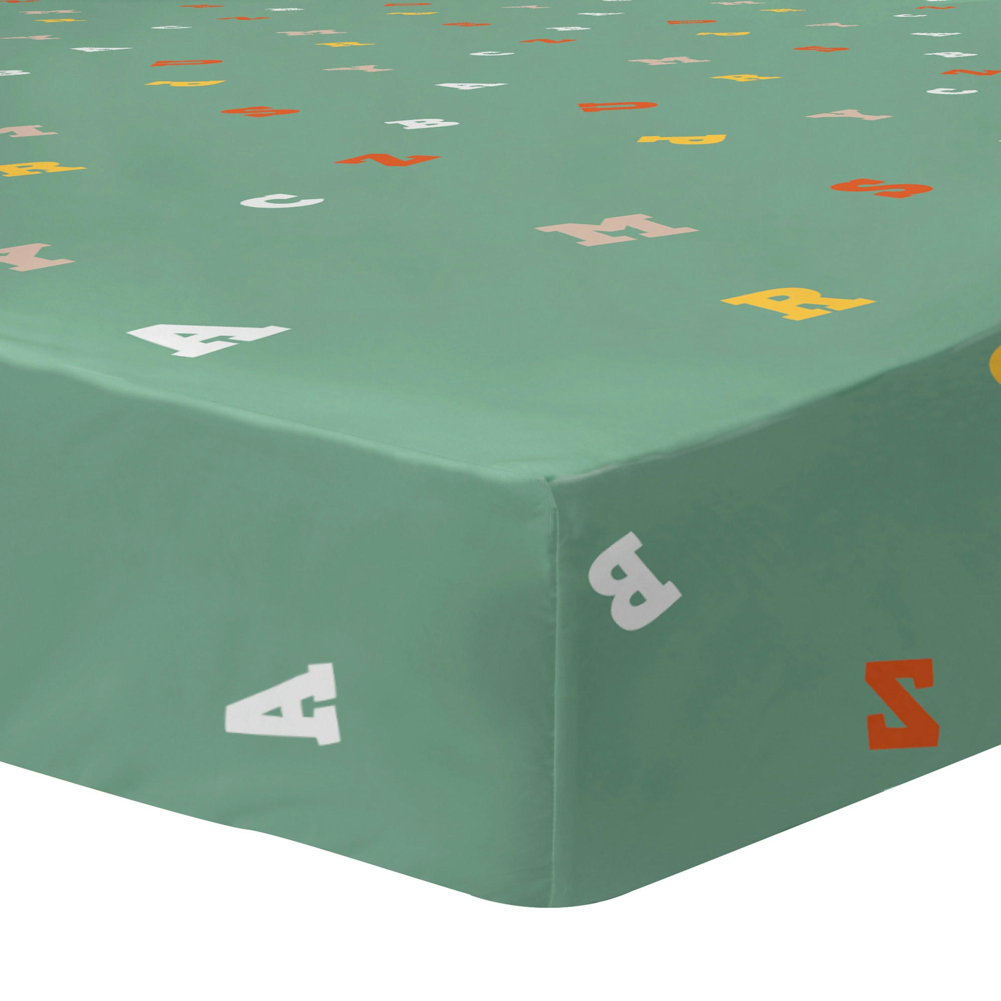 KARO ANIMO - Drap-housse imprimé en coton Vert 90x190/200cm - Bonnet 30cm