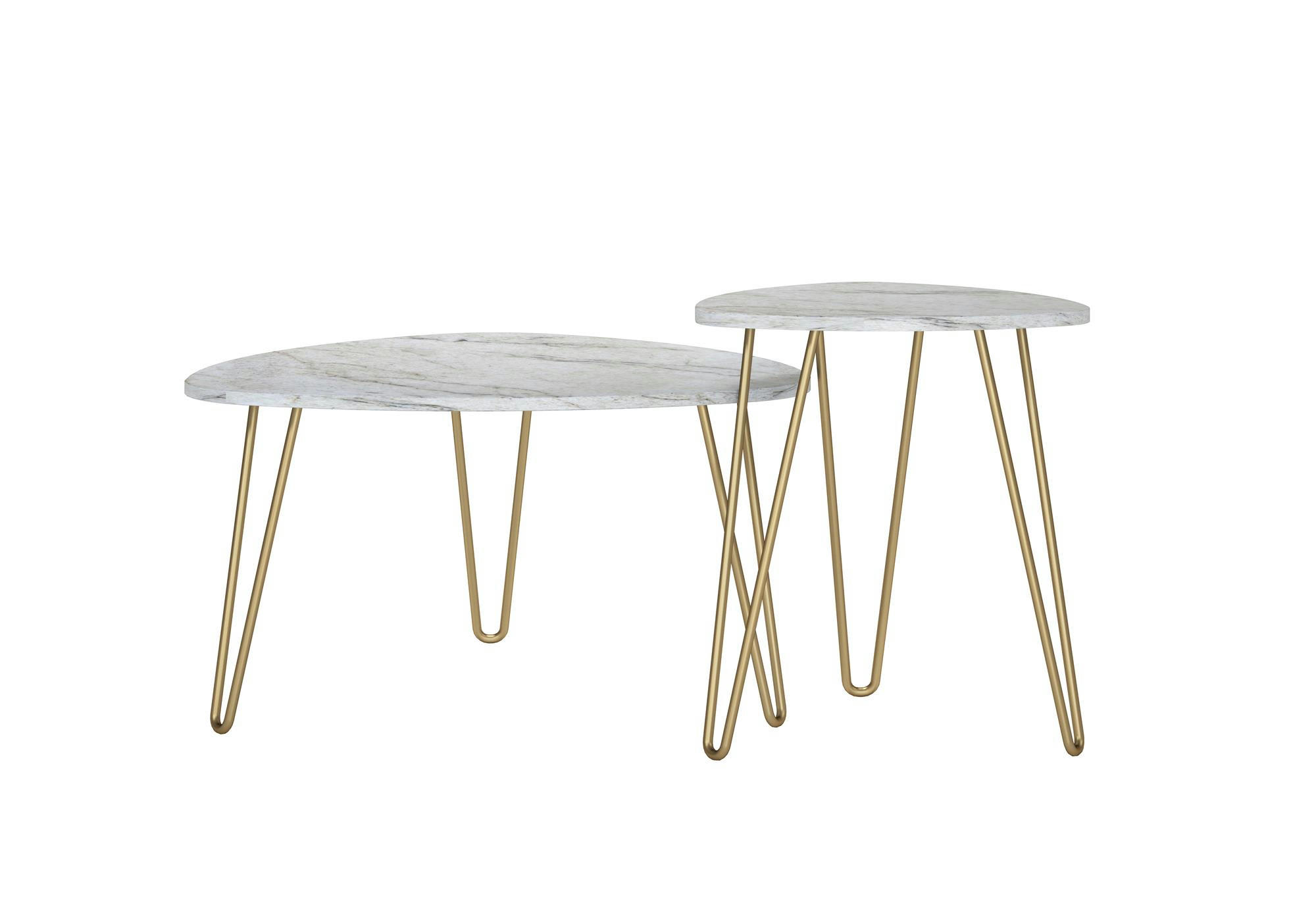 ATHENA - Tables gigognes en PVC stratifié panneaux de particules blanc Marbre