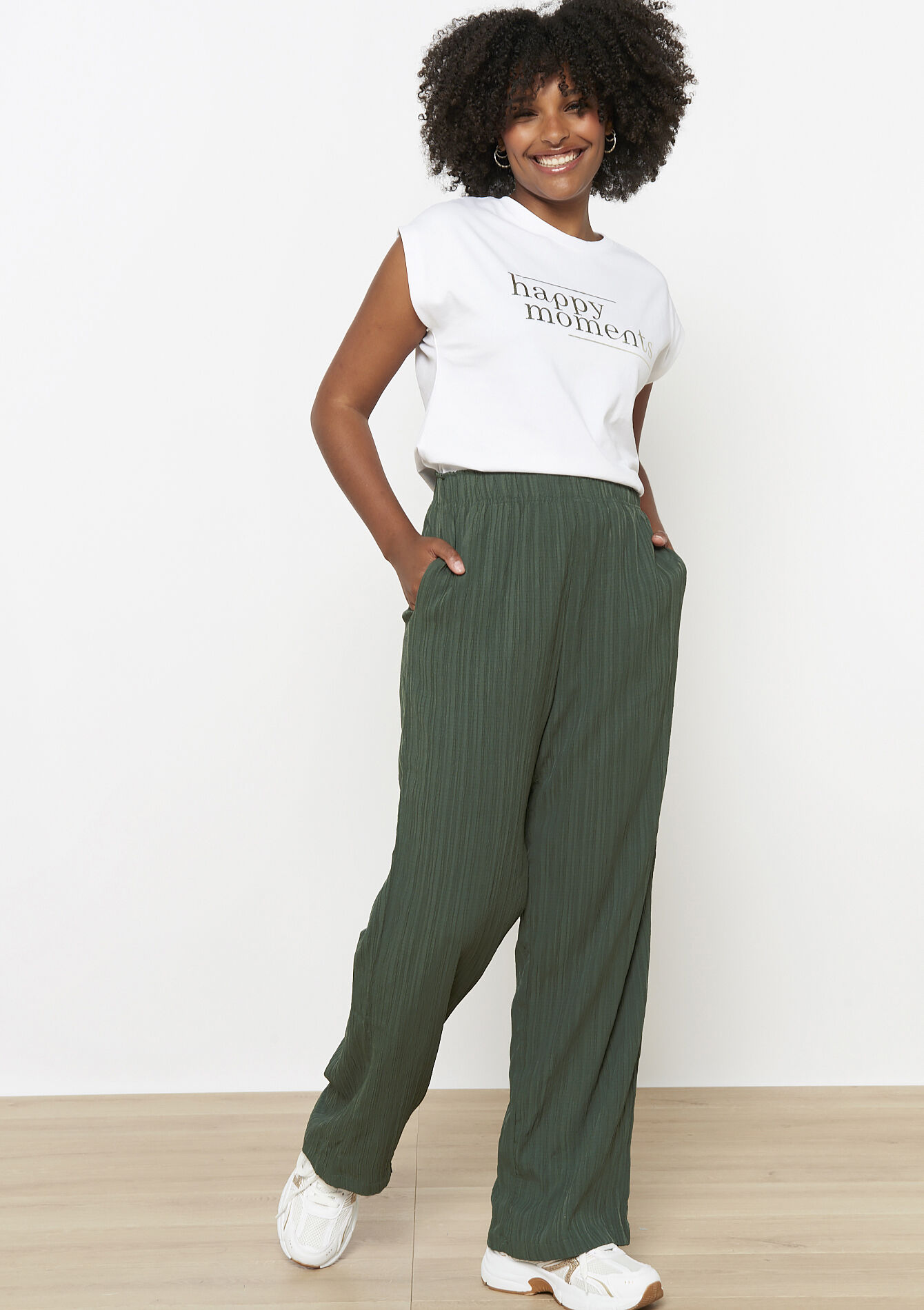 Wijde broek met textuur