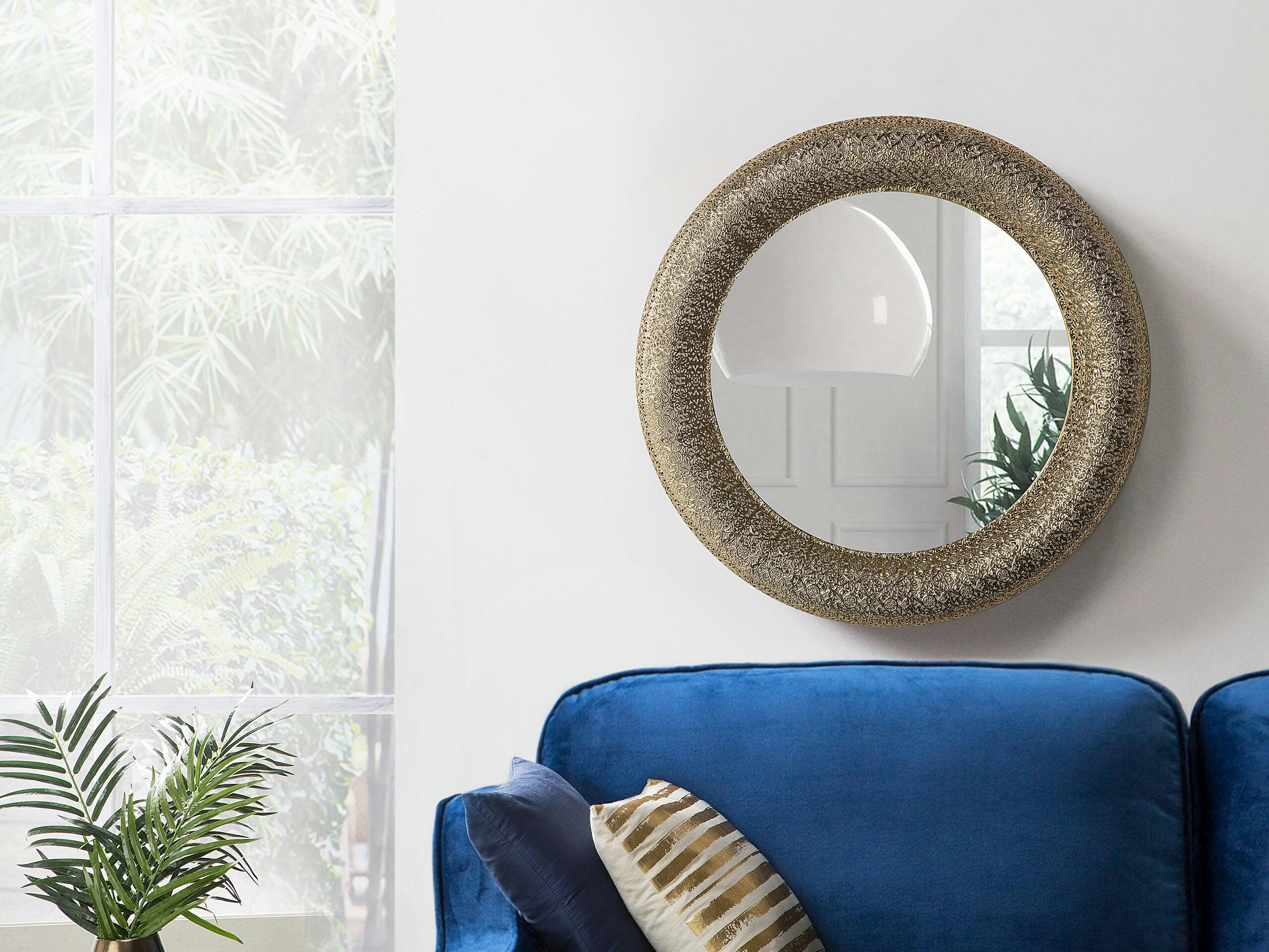 CHANNAY - Miroir en métal doré 80x80