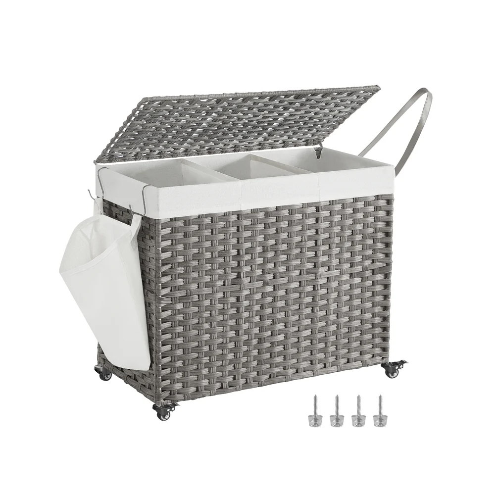Panier à linge avec roulettes 3 compartiments