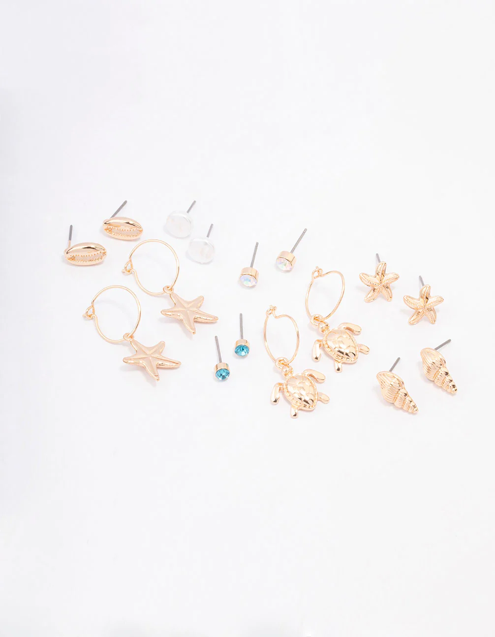 Gold Pearl Seashell Earring 8-Pack