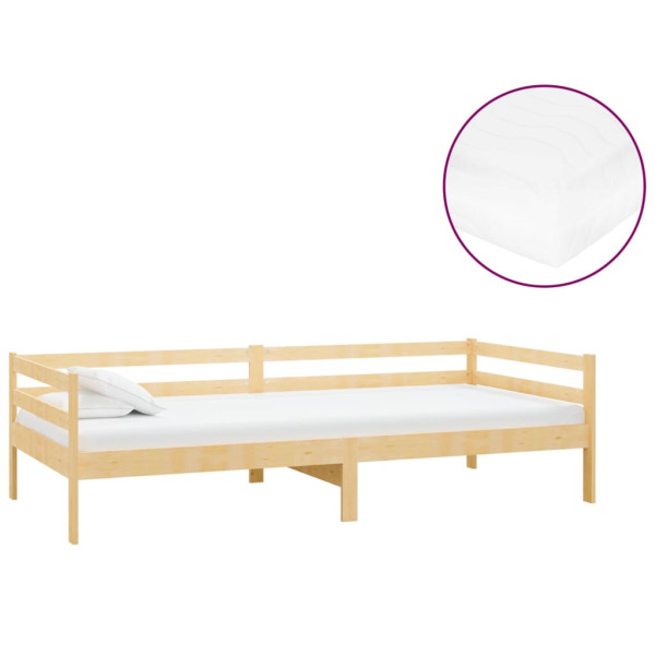 Łóżko dzienne z materacem 90x200 cm lite drewno sosnowe