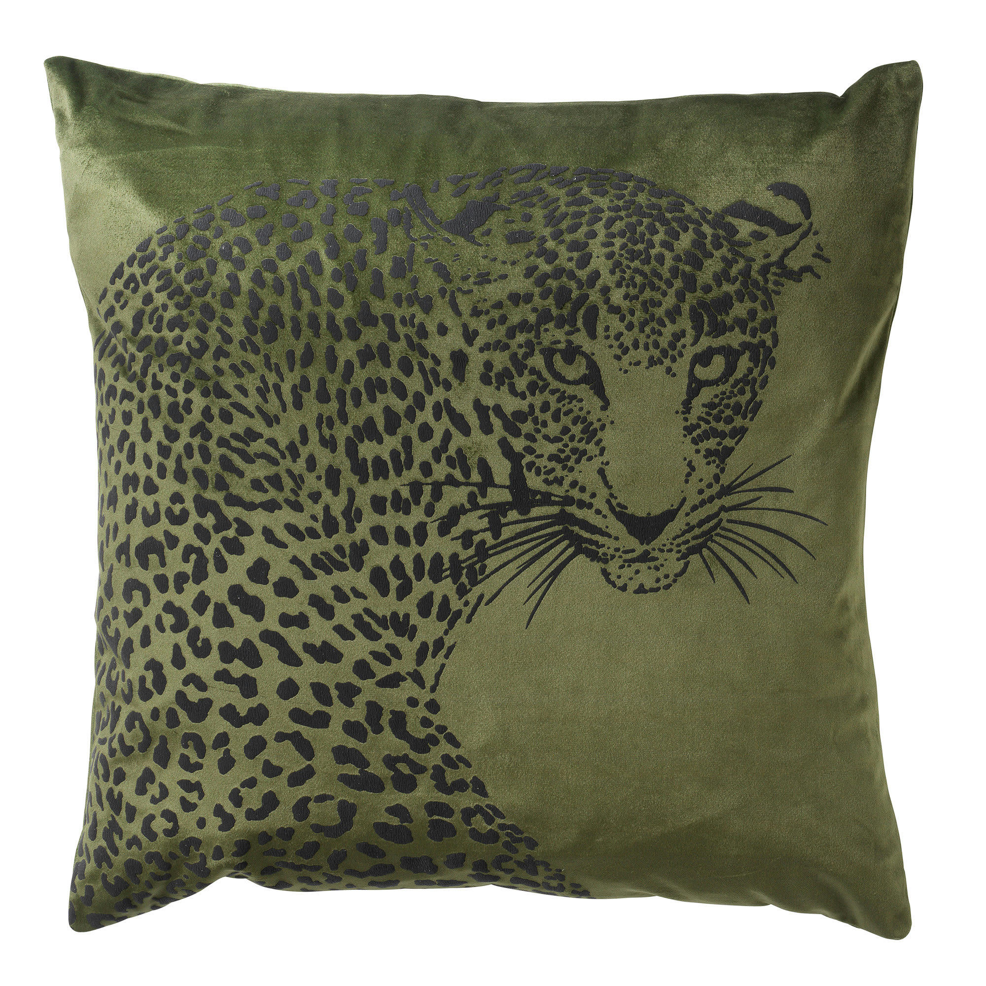 - Housse de coussin vert en velours-45x45 cm avec imprimé animalier
