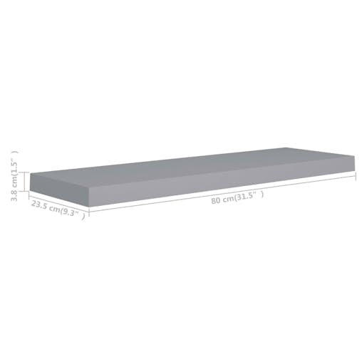 NNEVL Floating Wall Shelves 4 pcs Grey 80x23.5x3.8 cm MDF