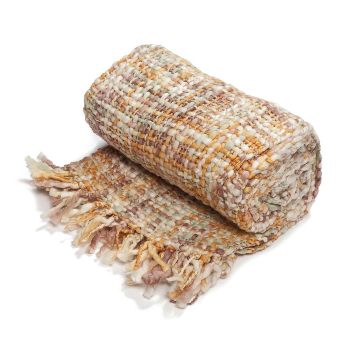 LICHEN - Plaid esprit tricot orange 130x170