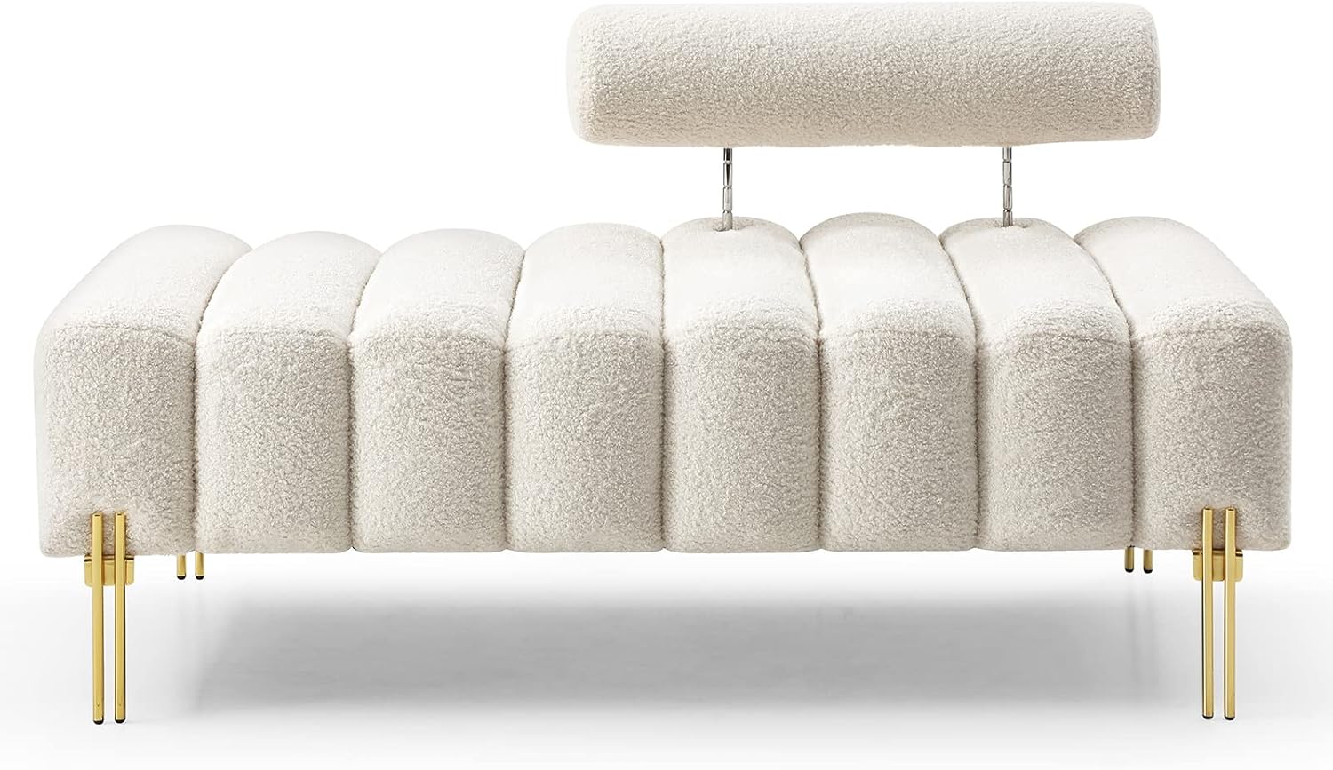 NIOIIKIT 53.2 Modern Loveseat Sofa Couch, Upholstered Accent Sofa with Golden Legs and Adjustable Backrest, Small Teddy Fleece Couches for Bedroom, Living Room, Compact Small Space (Beige Teddy)