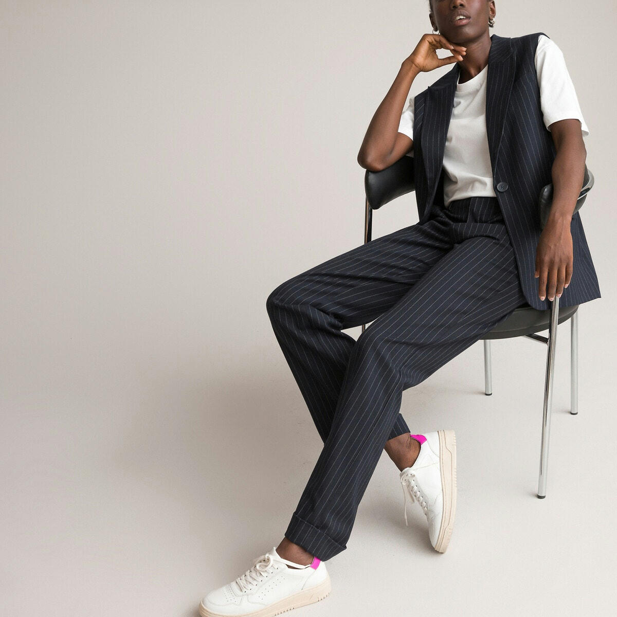Blazer sans manches rayé