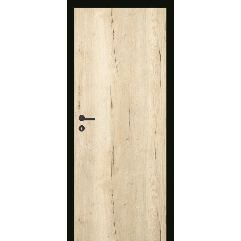 Bloc-porte fini Realwood Oak Vertical chêne naturel avec huisserie noire 83 x 201,5 cm THYS