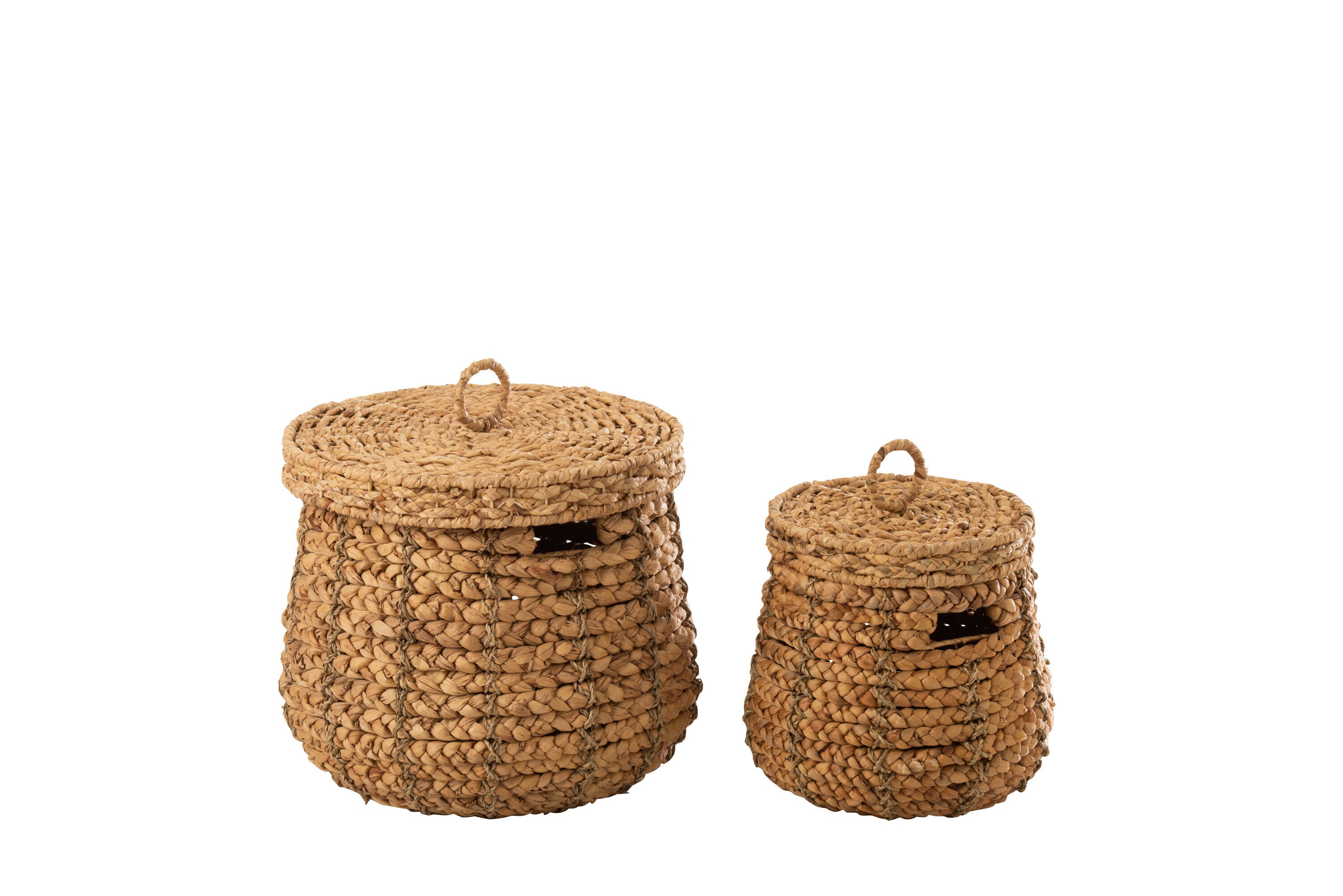 J-Line mand Maurice Waterhyacint - jute - naturel - 2 stuks
