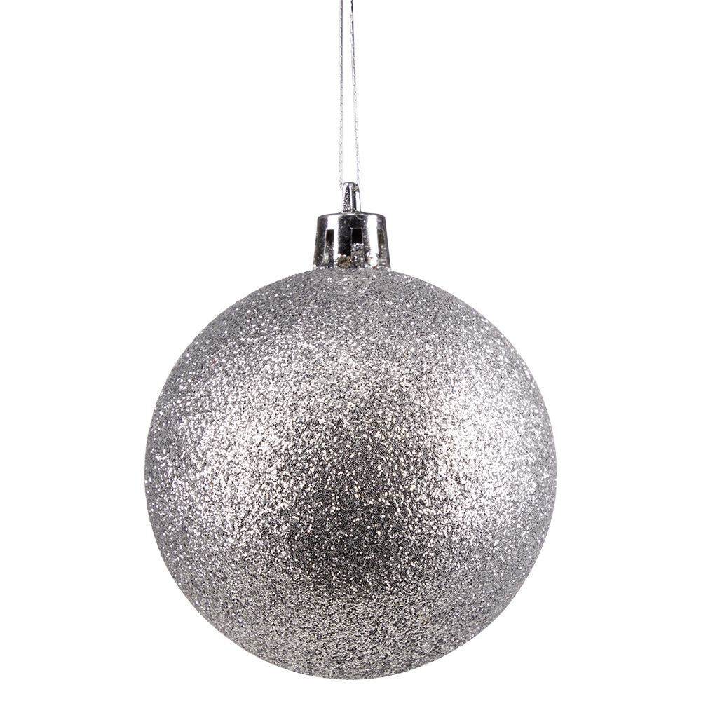 Boule de No&euml;l pailletée argentée Ø6cm x6