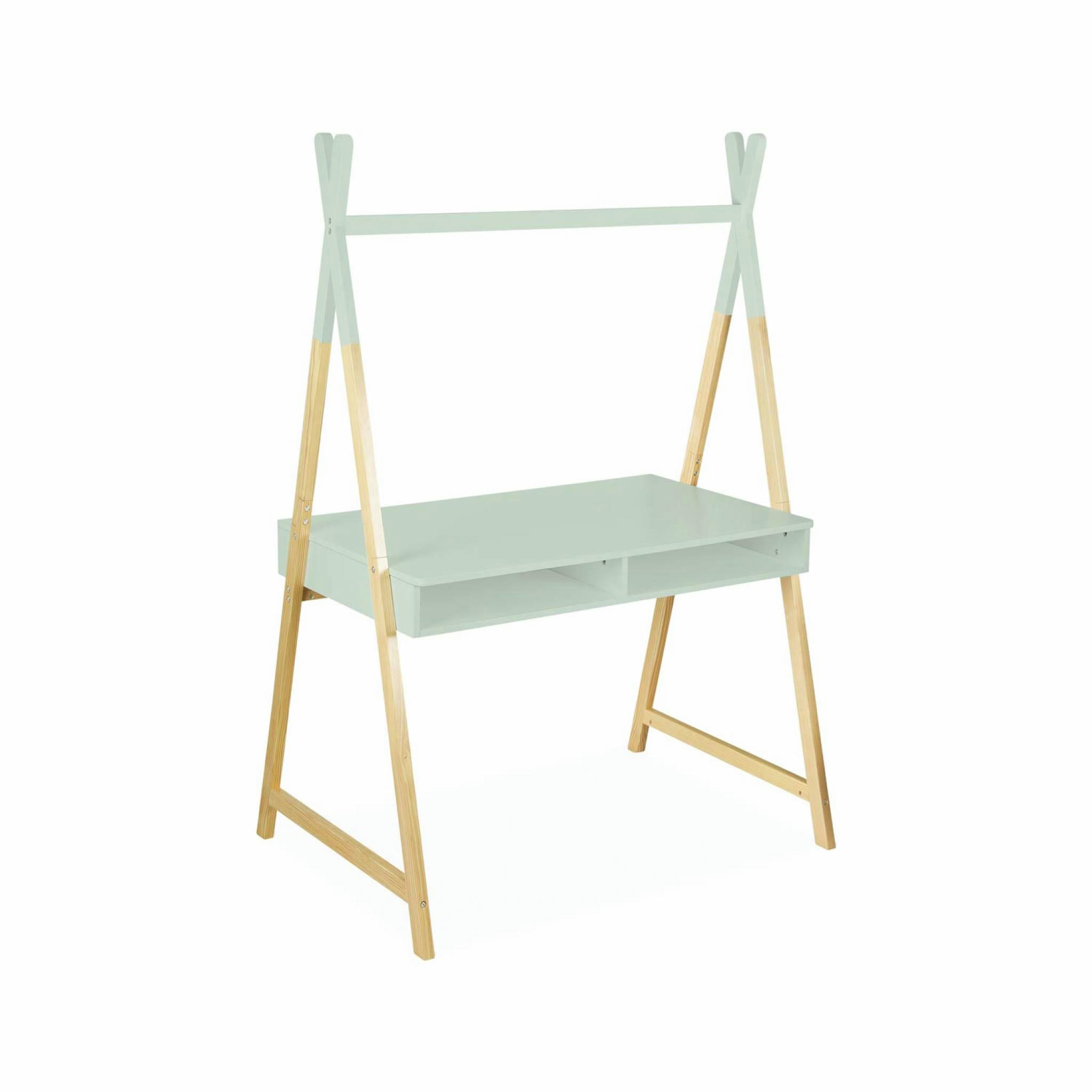 TOBIAS - Bureau tipi vert céladon, 2 casiers