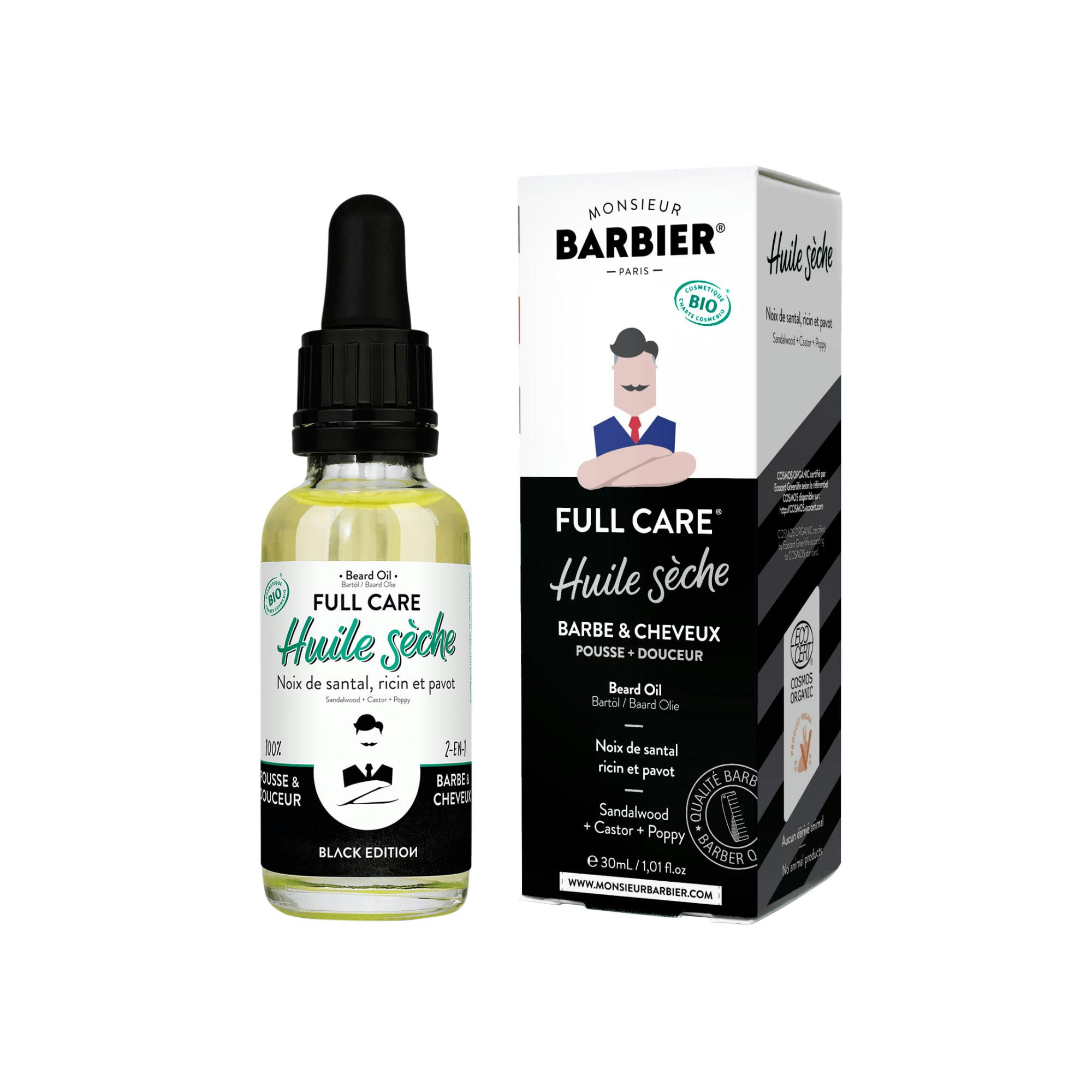 - FULL CARE - Huile Sèche Bio pour Barbe & Cheveux Black Edition