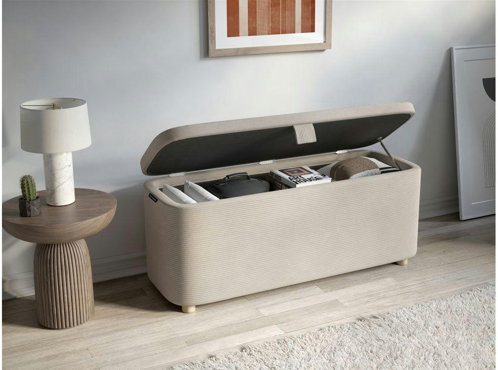 PITA - PISTACHE - Bout de lit avec rangement en velours côtelé -  Beige