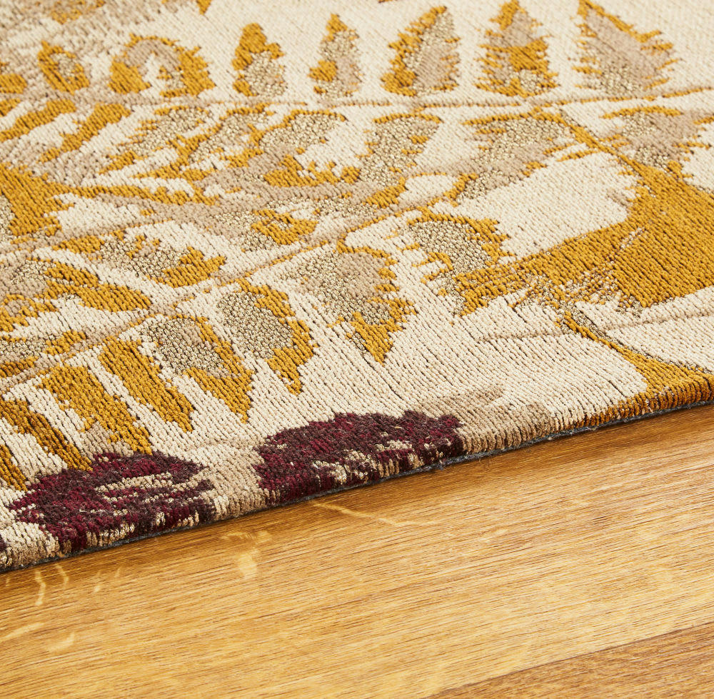 LOCARA - Tapis en coton recyclé tissé jacquard imprimé feuillage multicolore 160x230