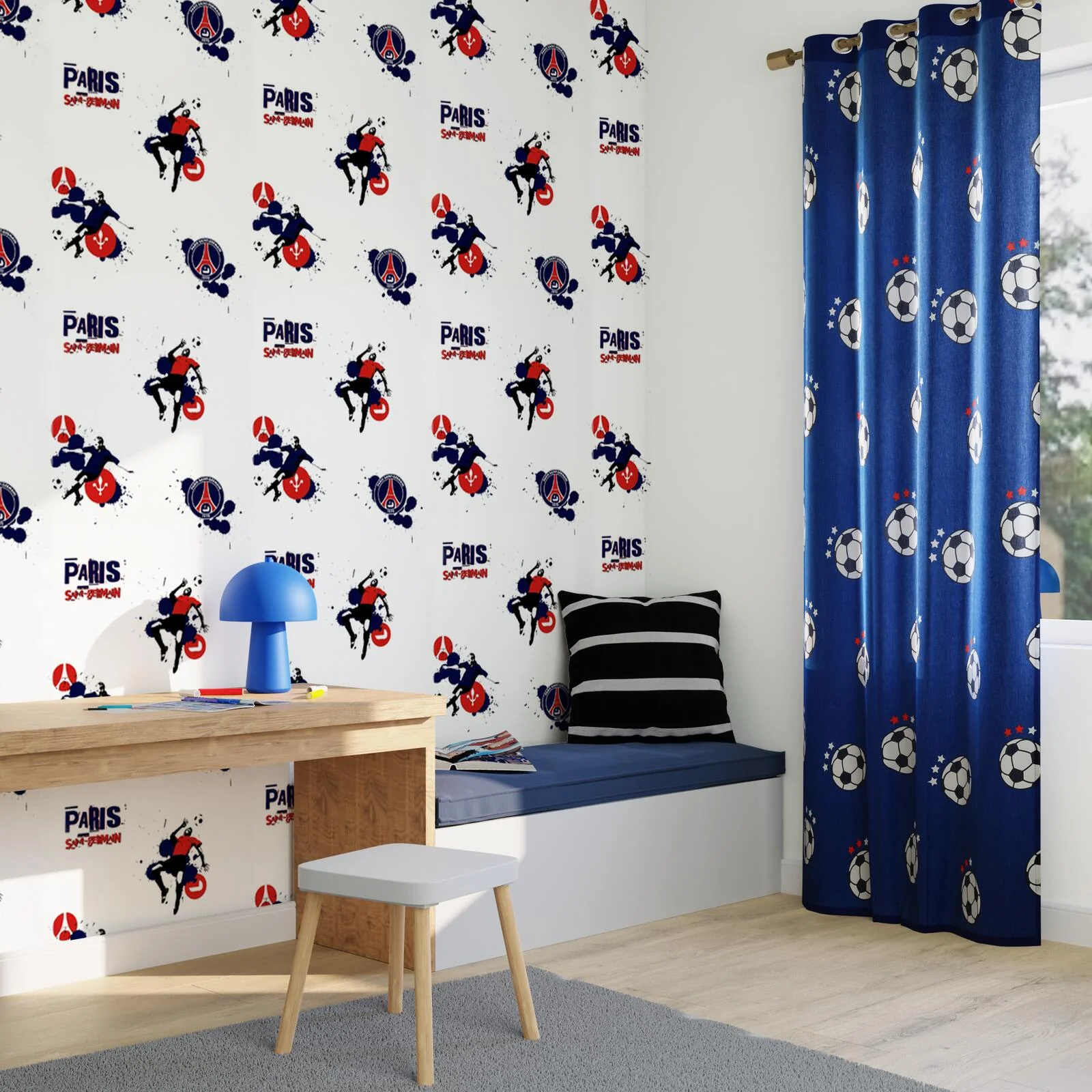 Papier peint PSG coloris blanc