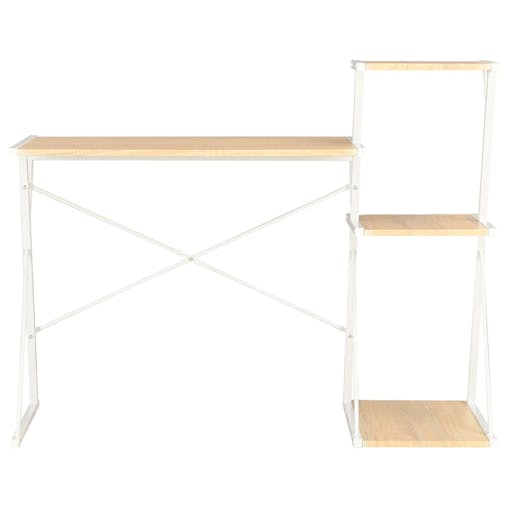 NNEVL Desk with Shelf White and Oak 116x50x93 cm