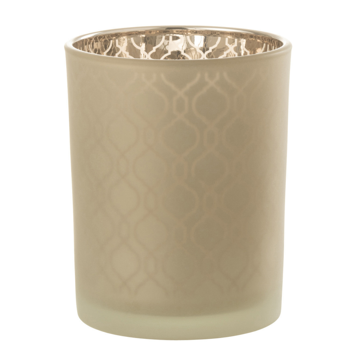 J-Line windlicht Geometrisch - glas - beige - medium - 2 stuks