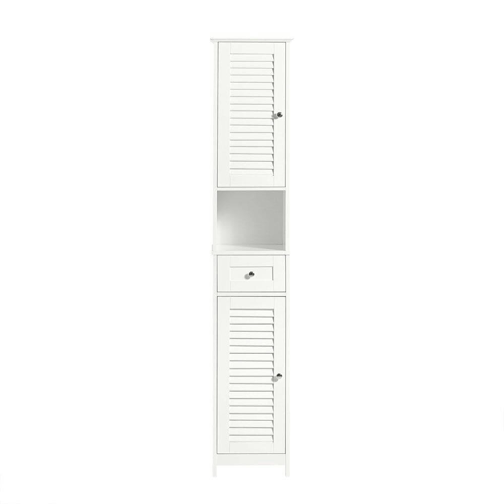 - Meuble colonne 2 portes effet bois blanc
