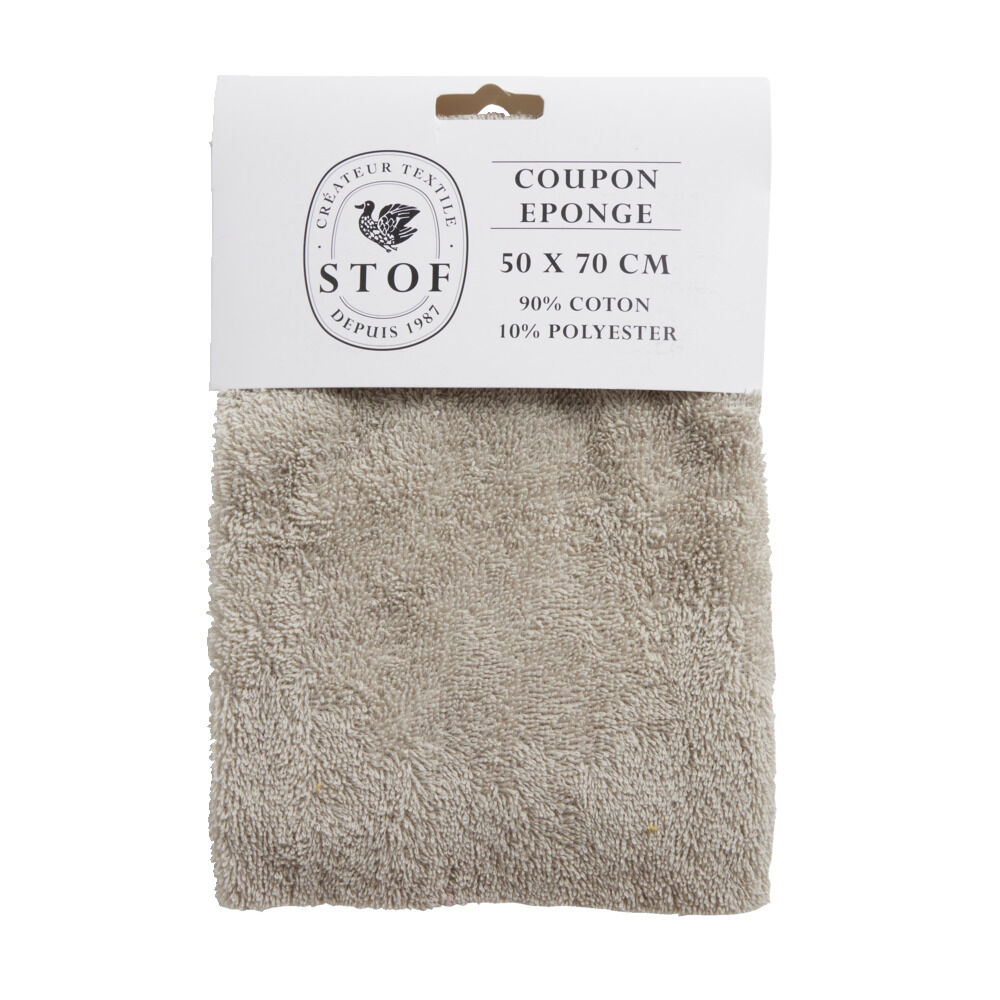 Coupon tissu coton éponge 50x70cm beige