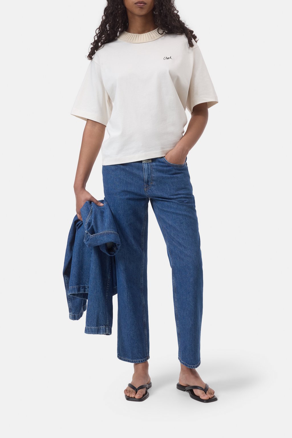 T-Shirt mit Strick-Kragen