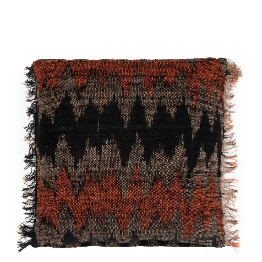 OH MY GEE - Coussin en coton noir orange 60x60