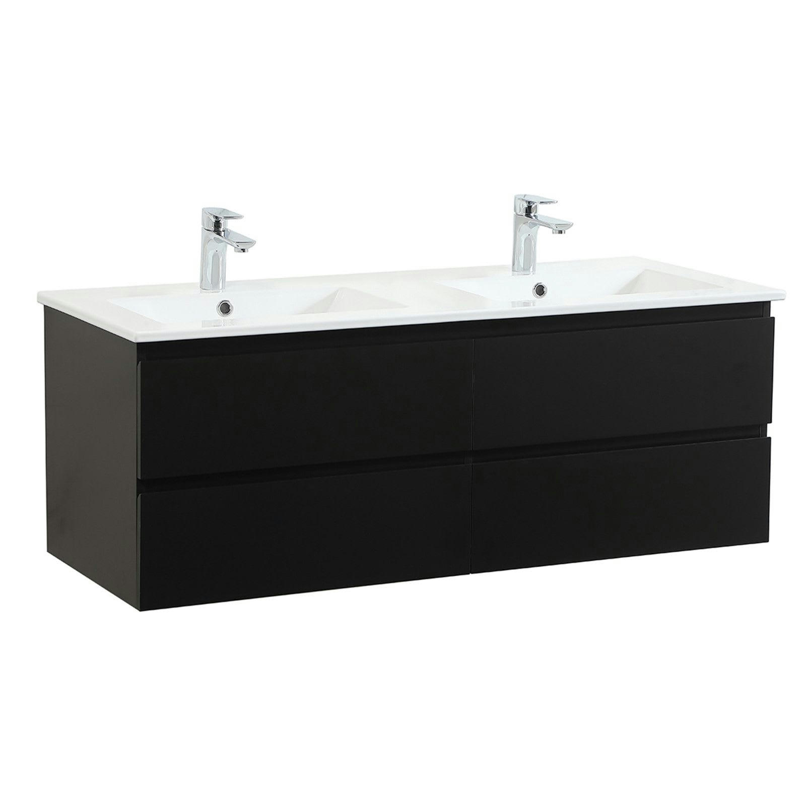 SORRENTO - Meuble double vasque 120cm  avec plan céramique  Noir