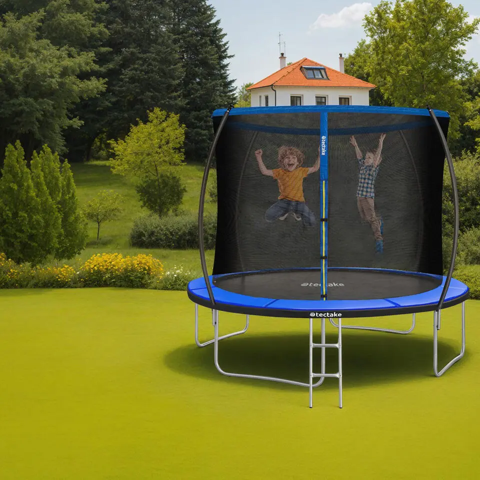 tectake Trampoline Jumpy met veiligheidsnet, Zwart/Blauw