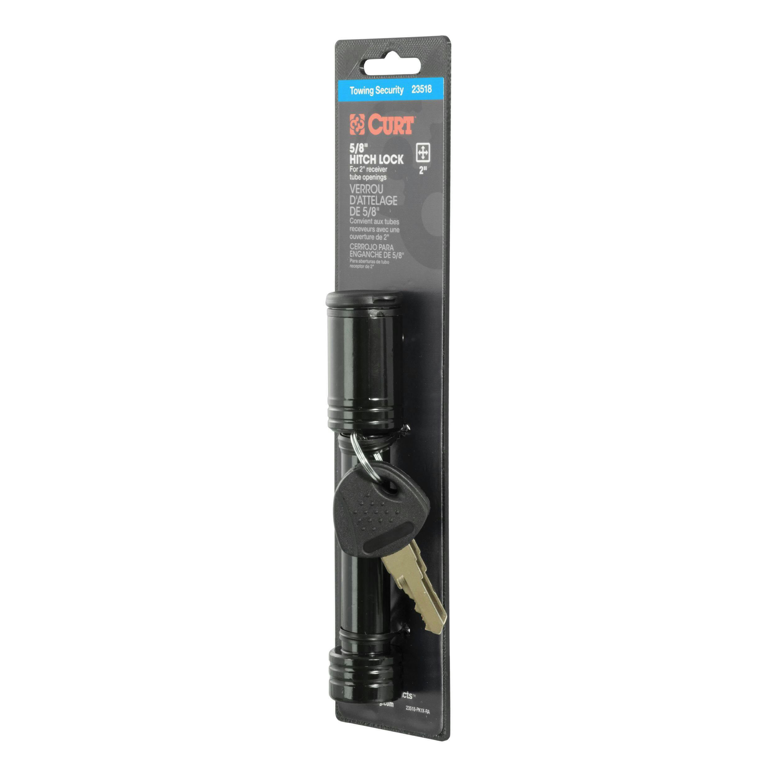 CURT 23518 5/8-in Hitch Lock, 2-in Receiver, Barbell, Black