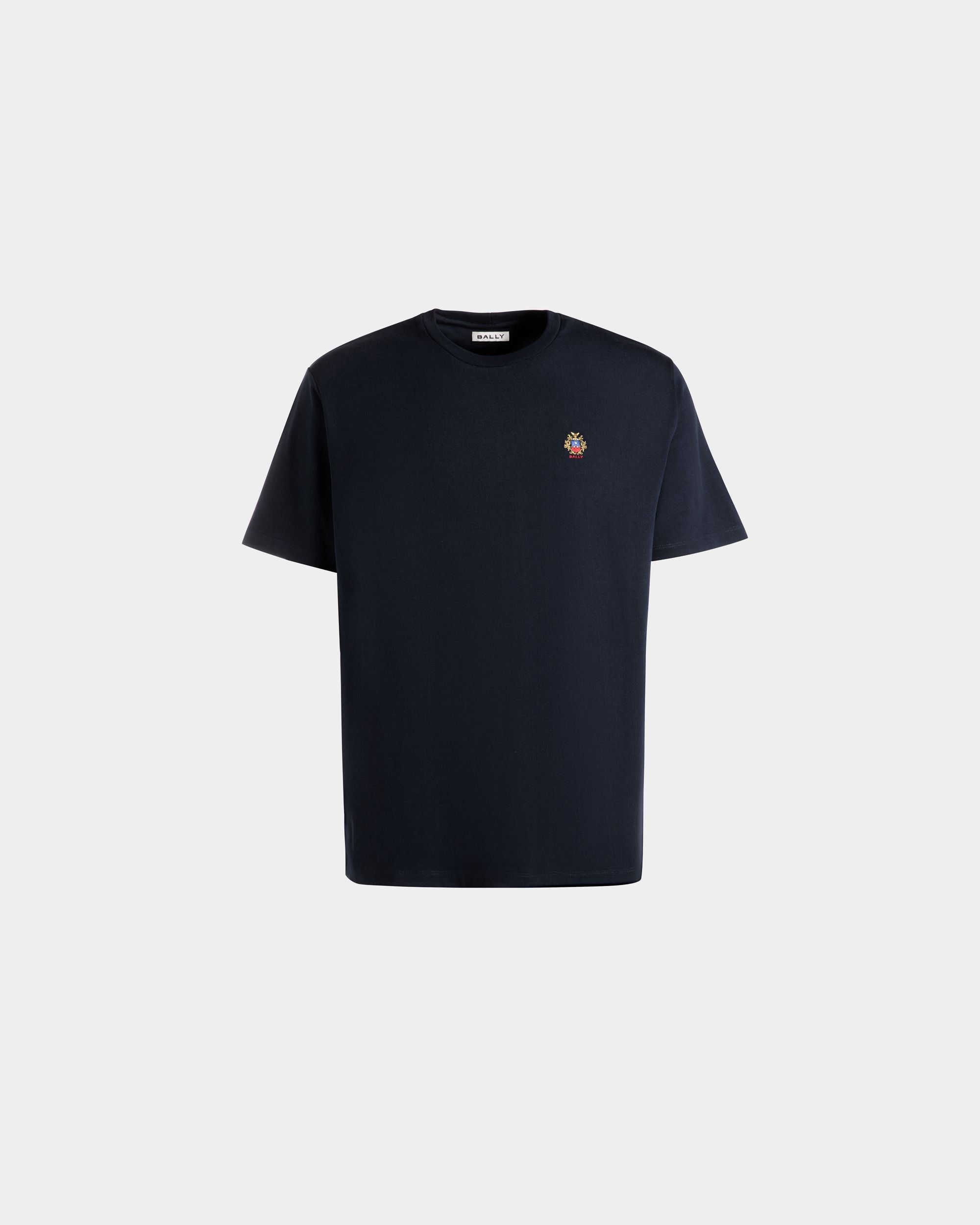T-Shirt Aus Baumwolle In Navy Blue Mit Bally Crest Logo