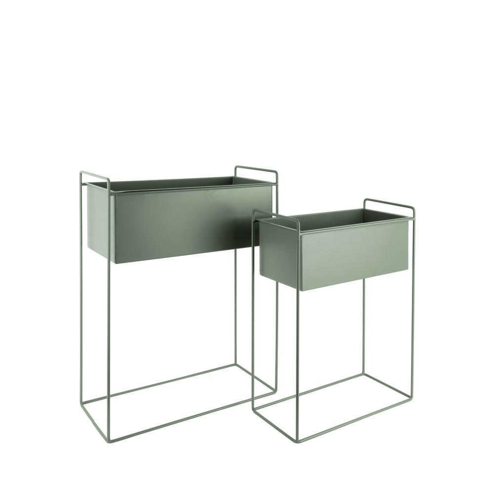 ESSENCE - 2 cache-pots rectangulaire en métal vert d'eau