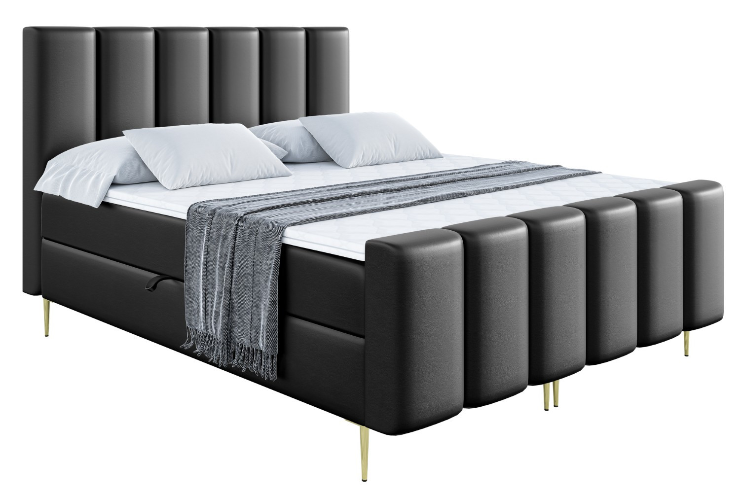 Łóżko kontynentalne - pojemnik, materac, nóżki BOXI1-FZ-Z 120x200 cm