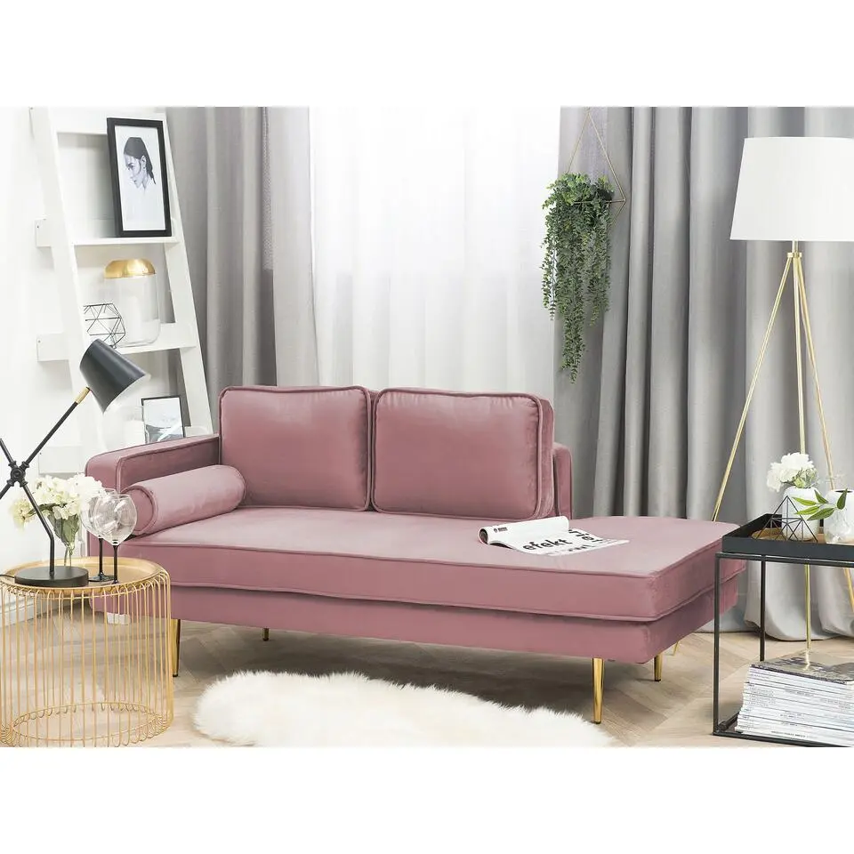 MIRAMAS - Chaise longue - Roze - Linkerzijde - Fluweel