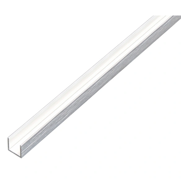 U-Profil, LxBxH: 2000 x 15 x 10 x 1 mm, silberfarben