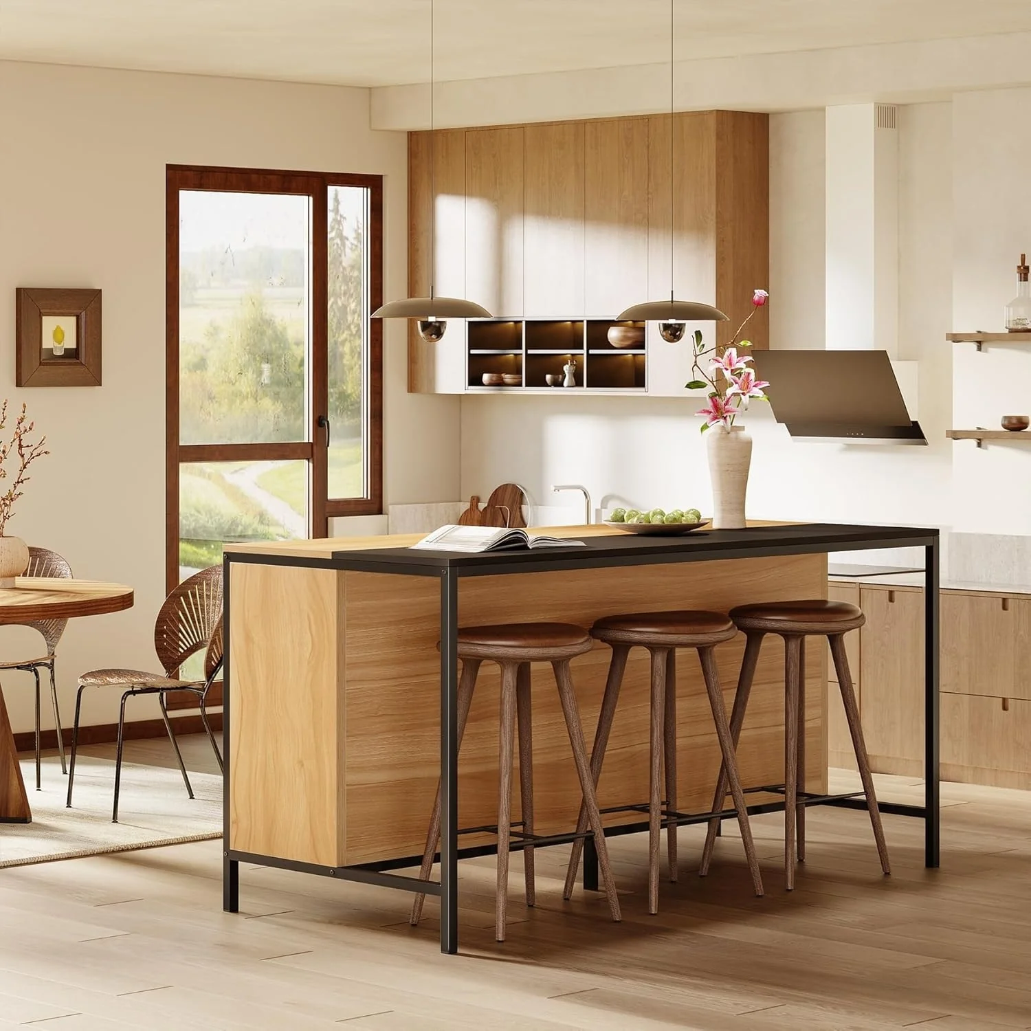 Home Bar Table with 6 Cube Storage for Kitchen Dining Room