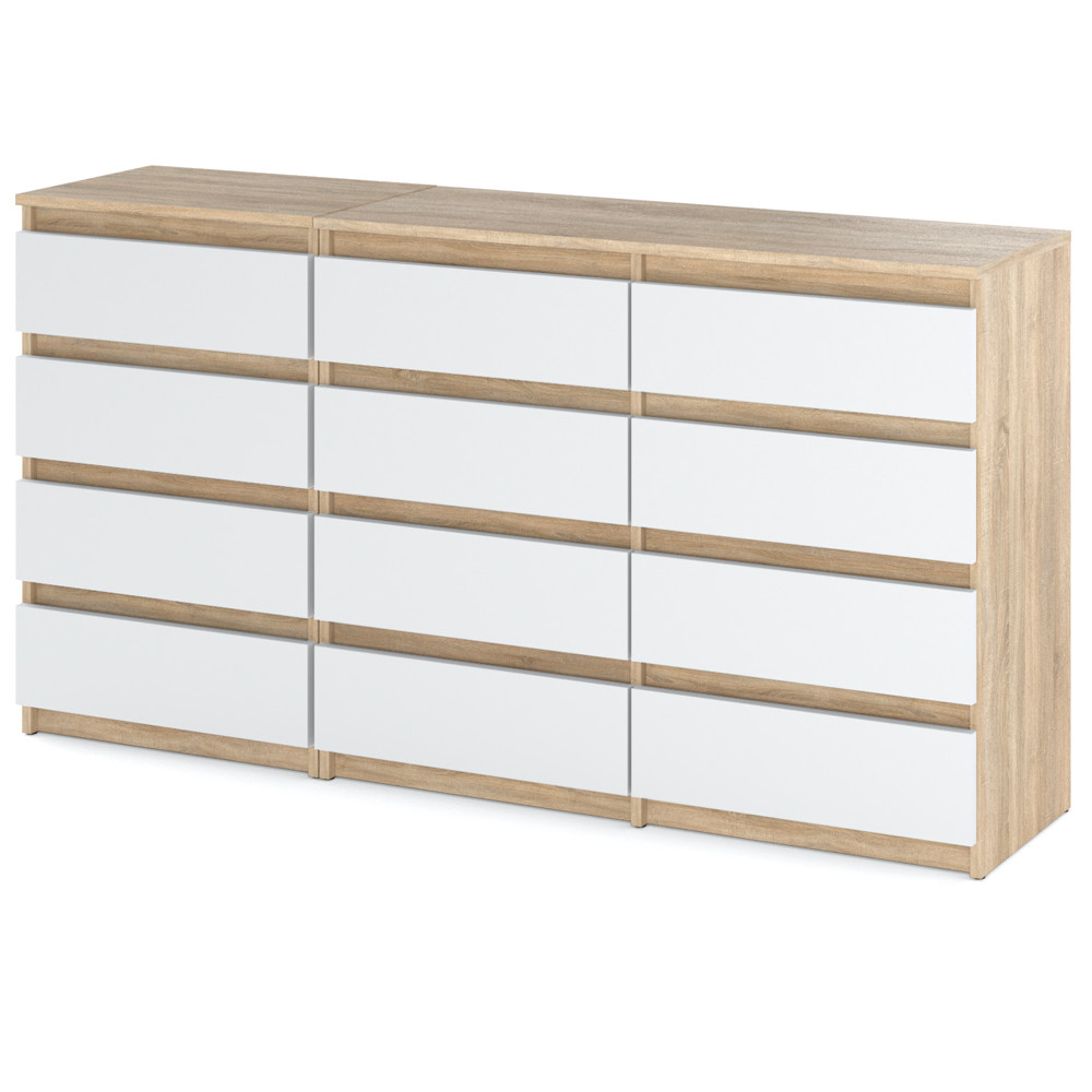 Komoda 12 szuflad szafka 180cm salon sypialnia sonoma biały