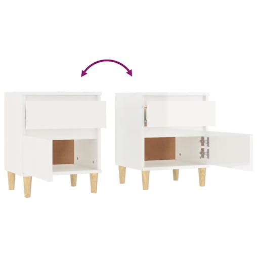 NNEVL Bedside Cabinets 2 pcs High Gloss White 40x35x50 cm