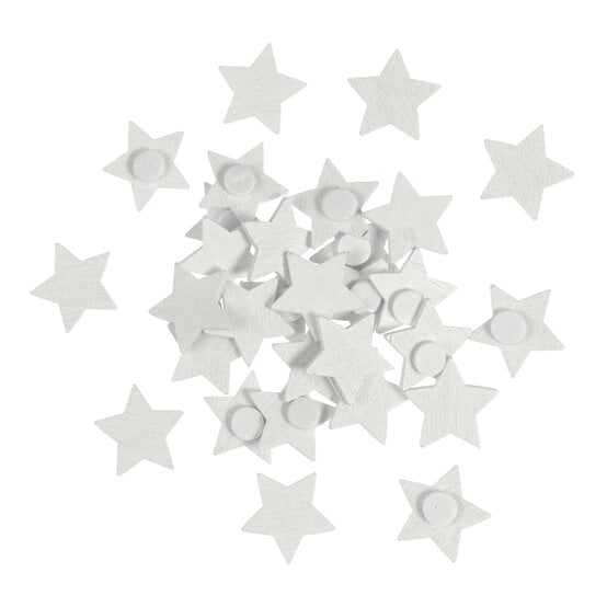 White Wooden Star Embellishments 30 Pack