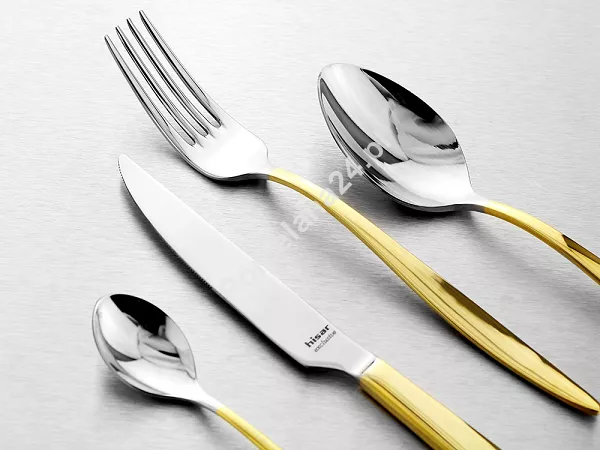 Komplet sztućców 24 cz. na 6 osób Hisar - Mercury Gold (4.0/3.0mm) złocone