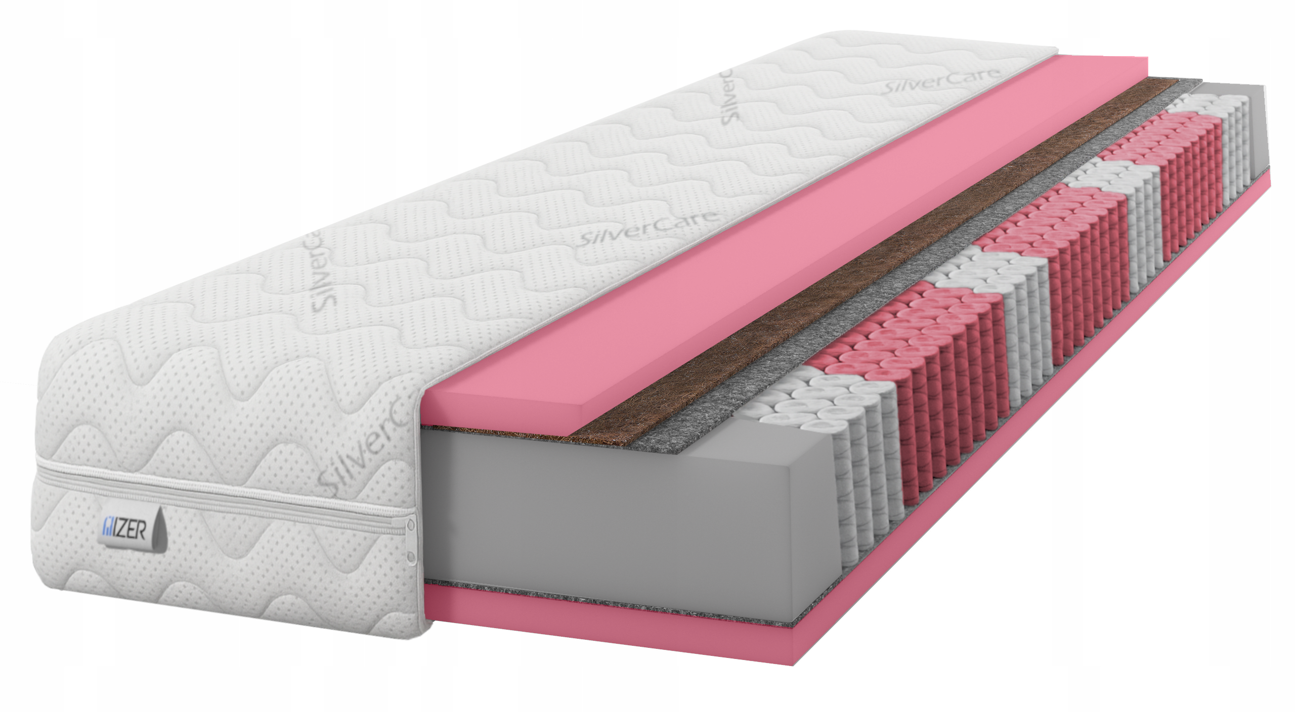 Materac 70x200 sprężynowy Multipocket Kokos HR35 SilverCare H3 21cm