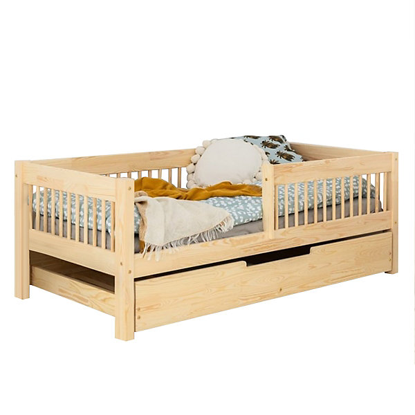 Lit 90x200 sommier et tiroir inclus Ariette Bois