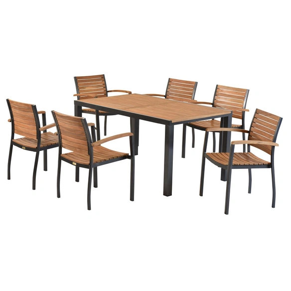 Gartenmöbelset »Santorin«, 7-tlg., stapelbar, Aluminium/Akazie