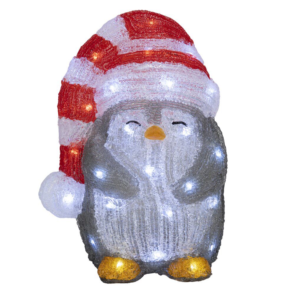 Pingouin de No&euml;l lumineux 40LED multicolore H30cm