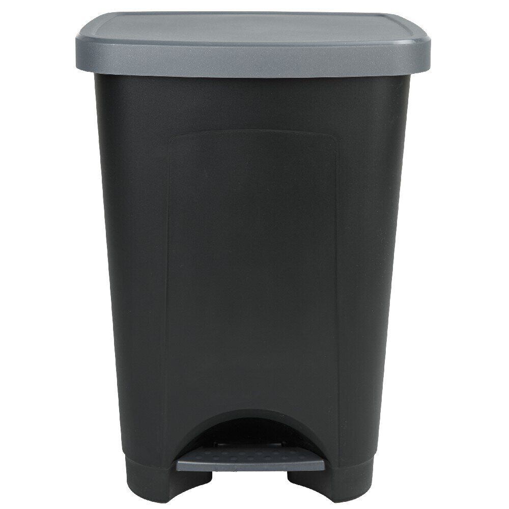 Poubelle à pédale 50 L noir et gris
