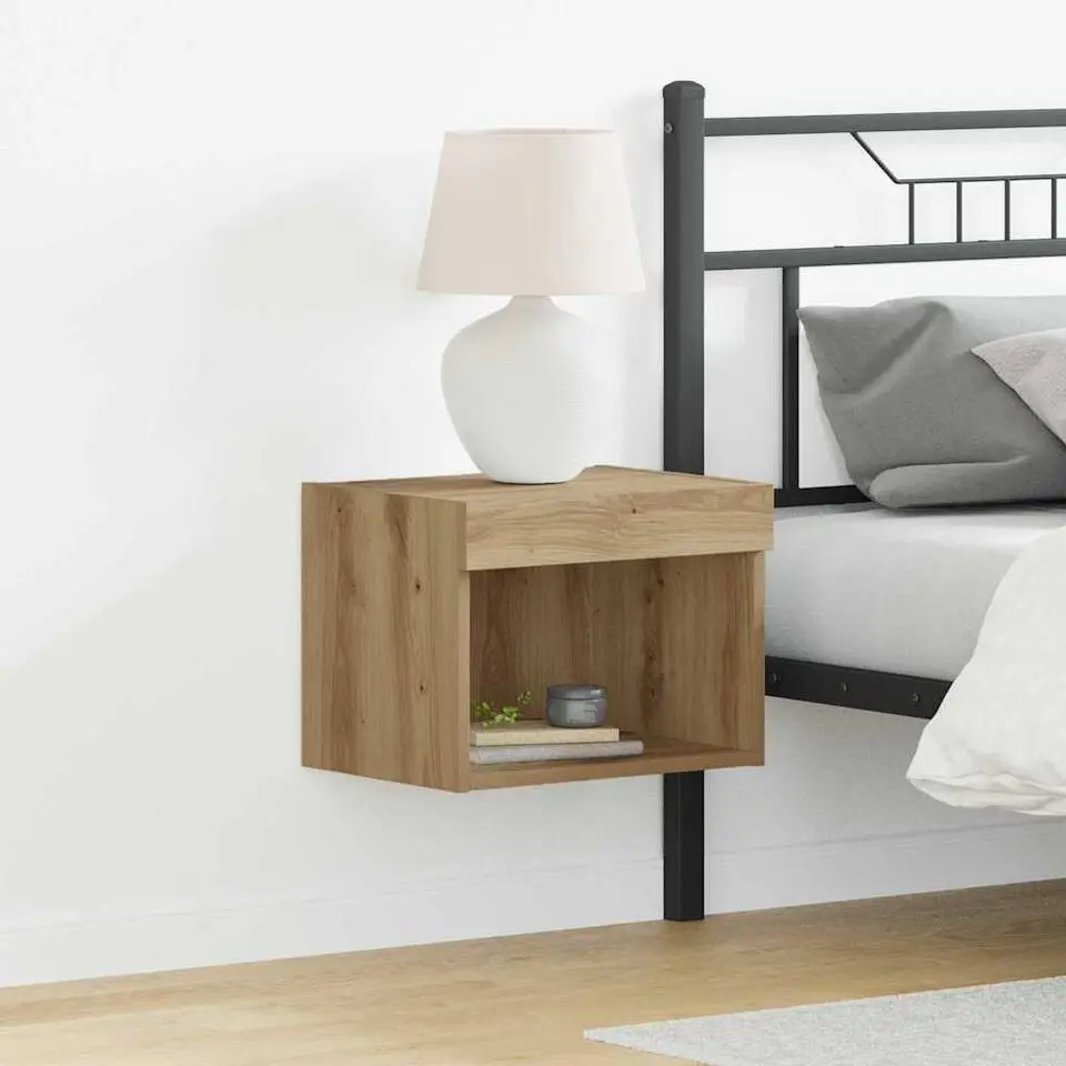 vidaXL - Zwevend TV-meubel met vak - Artisanaal eiken - 40x30x30 cm