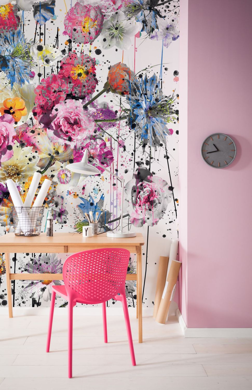 Sanders & Sanders fotobehang geschilderde bloemen multicolor - 200 x 250 cm - 611881