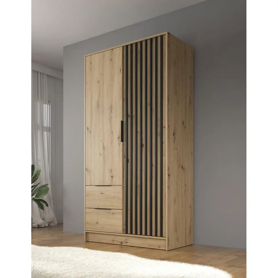 Meubella - Kledingkast Nairobi - Eiken - Zwart - 105 cm