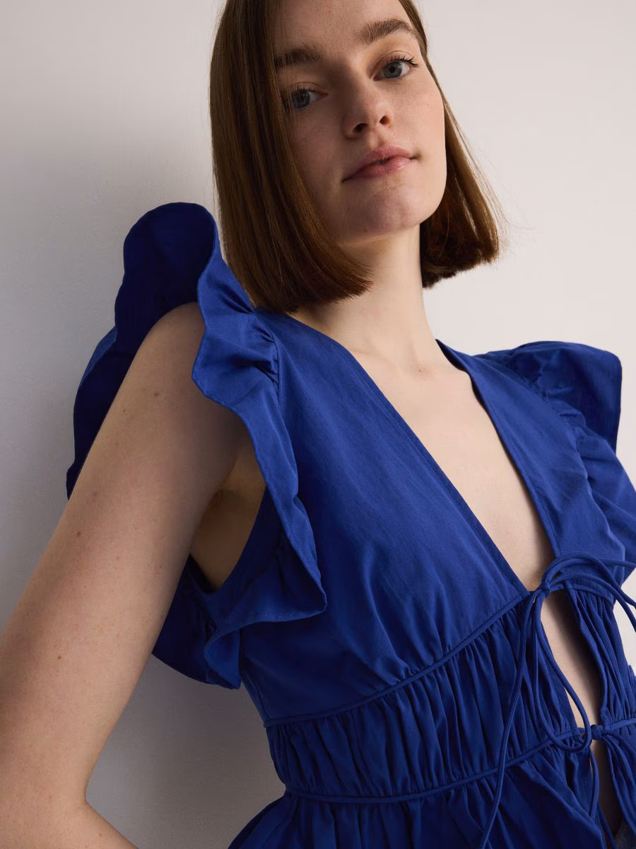 Cropped Blouse With Ruffle Details